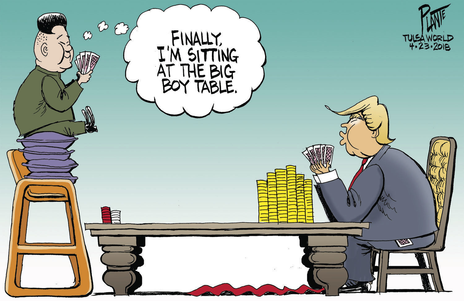 Bruce Plante Cartoon: Kim Jong Un and Trump at the Table